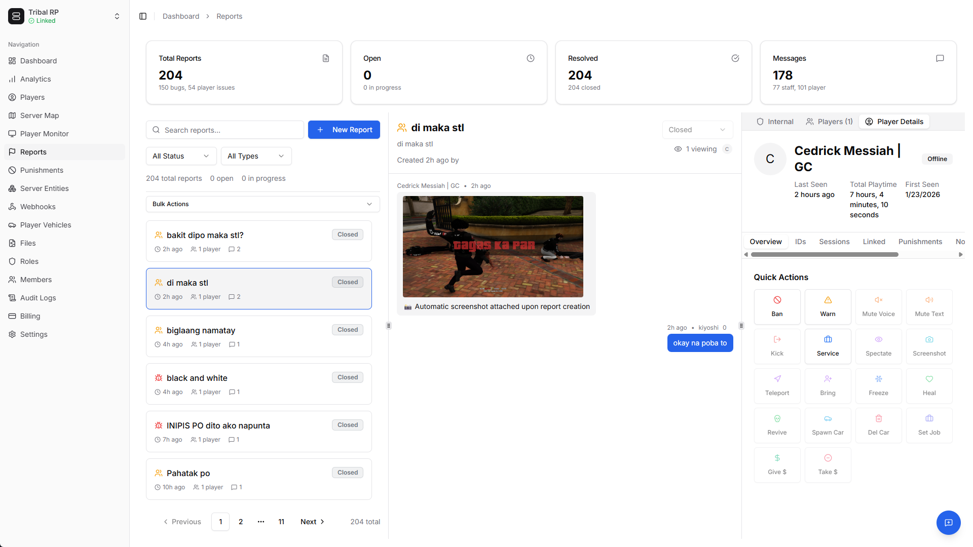MonoAdmin Dashboard - Reports System